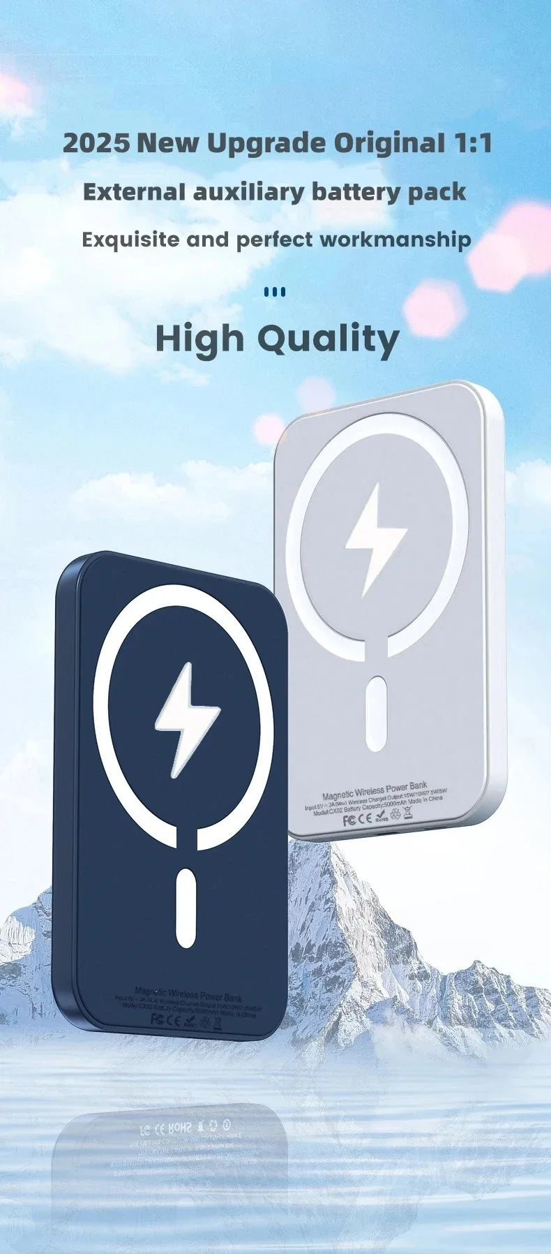 For Magsafe Power Bank 10000mAh Portable Auxiliary Spare External Magnetic Battery Pack Wireless Charger For Iphone 13 14 15 16