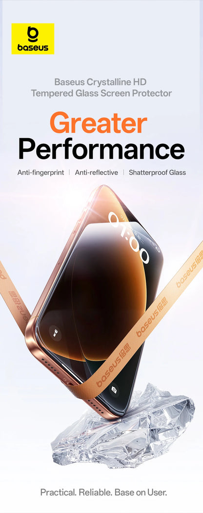 Baseus Tempered Glass for iPhone 17 16 15 14 13 12 Pro Max Screen Protector HD With Cleaning Kit Anti Peeping Dust-proof Glass