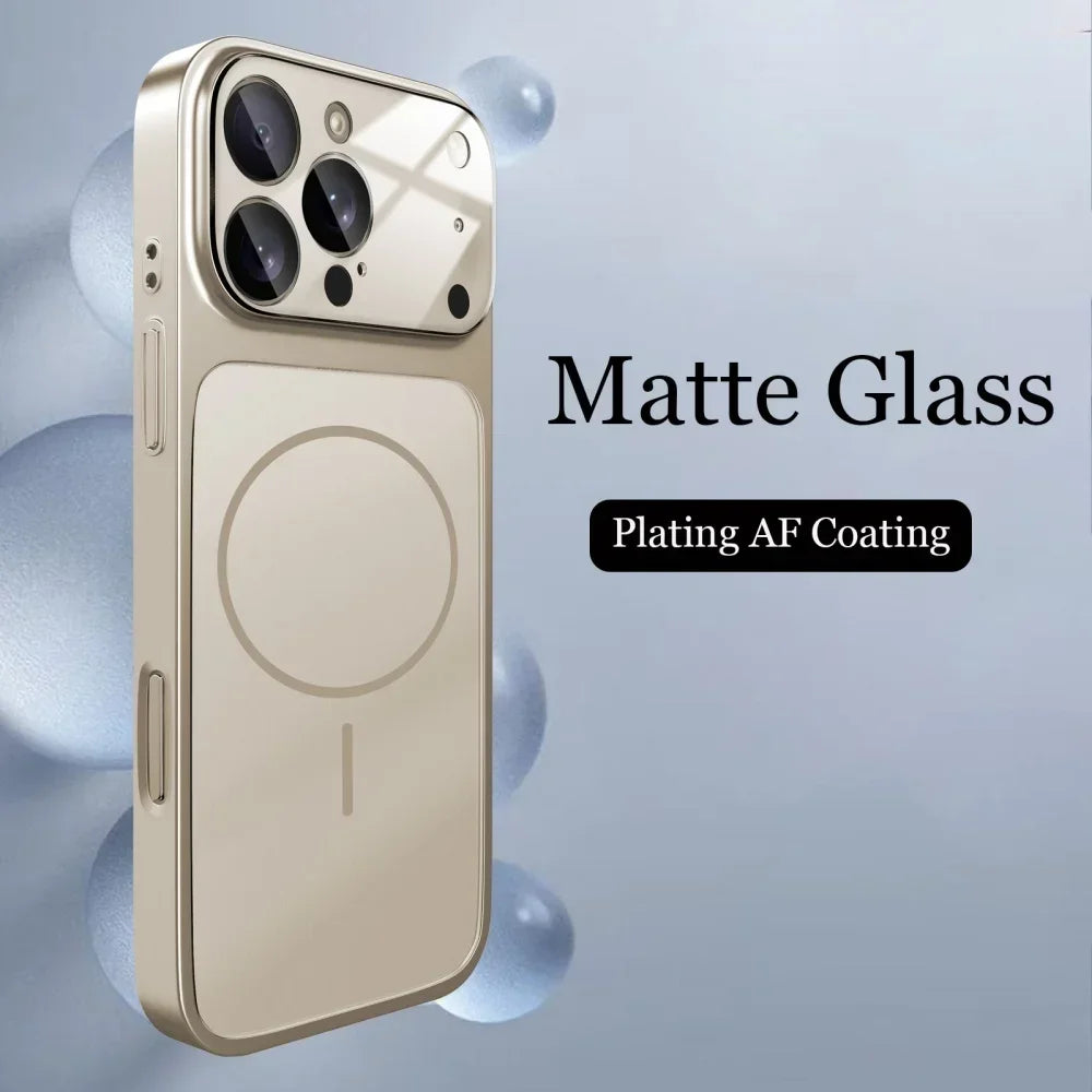Original AG Nano Frosted Glass For Magsafe Phone Case For iPhone 17 Air 16 15 14 13 Pro Max Magnetic Wireless Charge Armor Cover