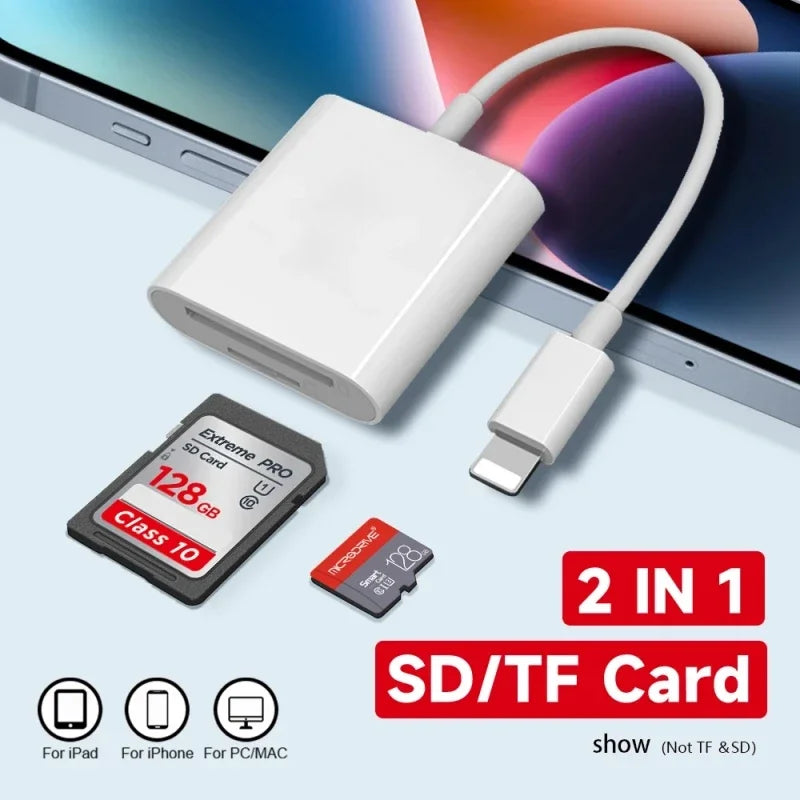 Lightning To SD Card Reader for SD/TF Flash Adapter Memory Card Adapter for IPhone IPad Flash Drive
