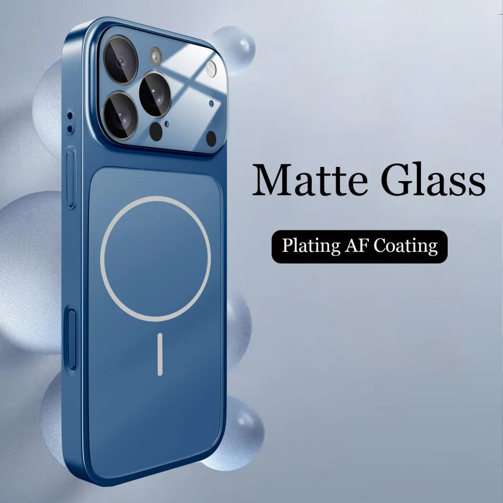 Original AG Nano Frosted Glass For Magsafe Phone Case For iPhone 17 Air 16 15 14 13 Pro Max Magnetic Wireless Charge Armor Cover