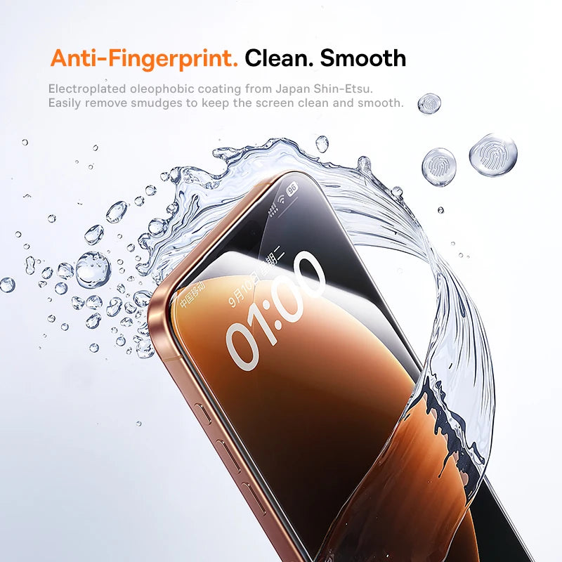 Baseus Tempered Glass for iPhone 17 16 15 14 13 12 Pro Max Screen Protector HD With Cleaning Kit Anti Peeping Dust-proof Glass