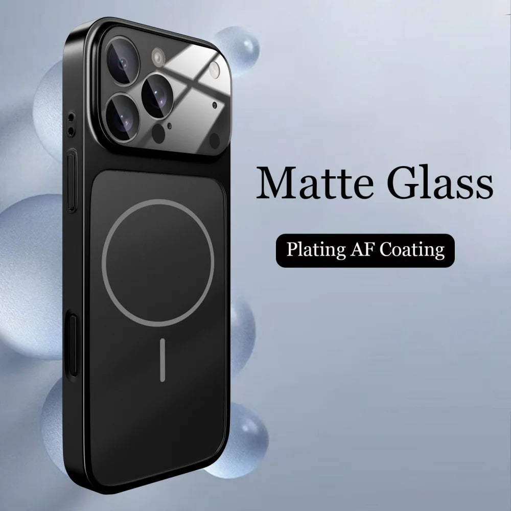 Original AG Nano Frosted Glass For Magsafe Phone Case For iPhone 17 Air 16 15 14 13 Pro Max Magnetic Wireless Charge Armor Cover