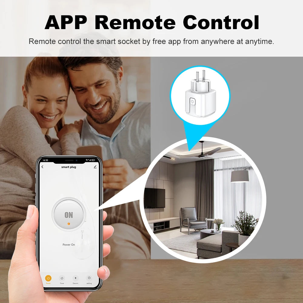 Zigbee3.0 Smart Socket European Plug 20A with Power Metering Alexa Voice Mobile APP Remote Control Home Assistant Zigbee2MQTT