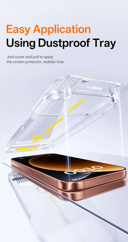 Baseus Tempered Glass for iPhone 17 16 15 14 13 12 Pro Max Screen Protector HD With Cleaning Kit Anti Peeping Dust-proof Glass