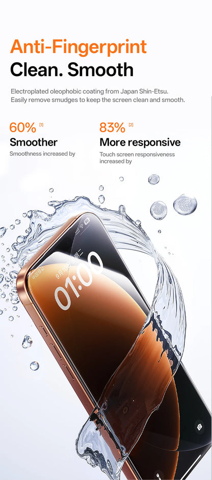 Baseus Tempered Glass for iPhone 17 16 15 14 13 12 Pro Max Screen Protector HD With Cleaning Kit Anti Peeping Dust-proof Glass