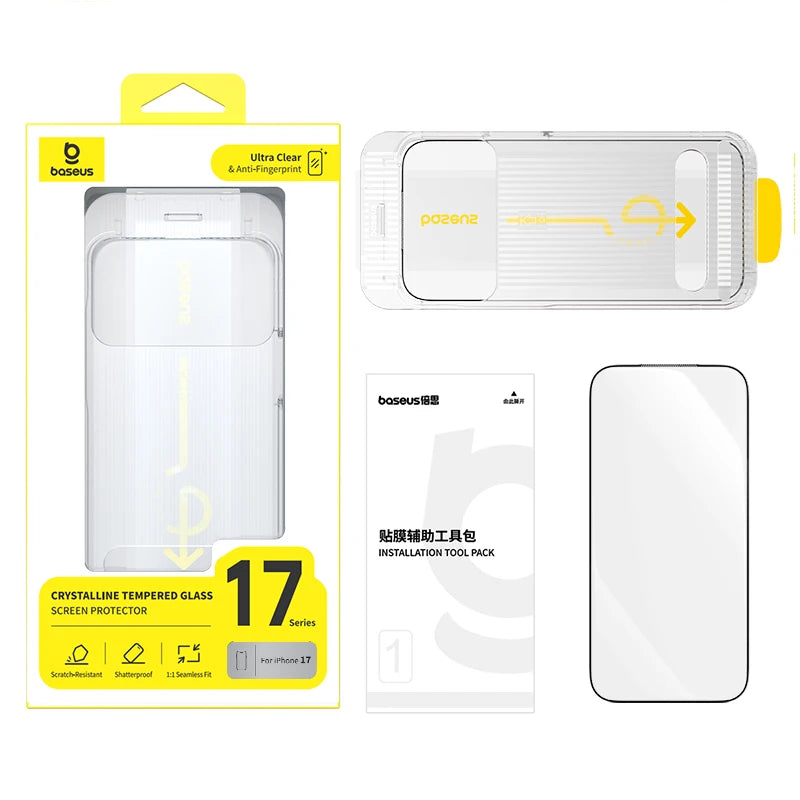 Baseus Tempered Glass for iPhone 17 16 15 14 13 12 Pro Max Screen Protector HD With Cleaning Kit Anti Peeping Dust-proof Glass